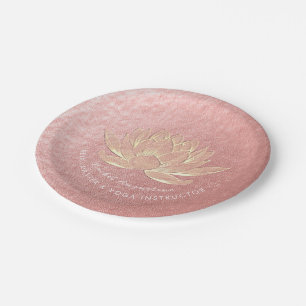 Rose Gold Lotus Yoga Studio Meditation Instructor Paper Plate