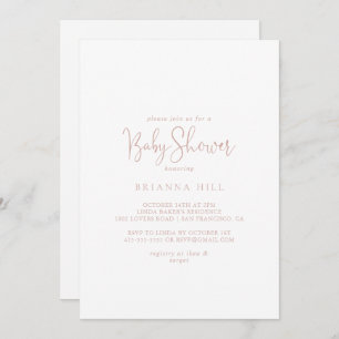 Rose Gold Love Fancy Script Baby Shower  Invitation