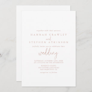 Rose Gold Love Fancy Script Front & Back Wedding Invitation