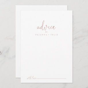 Rose Gold Love Fancy Script Wedding Advice Card