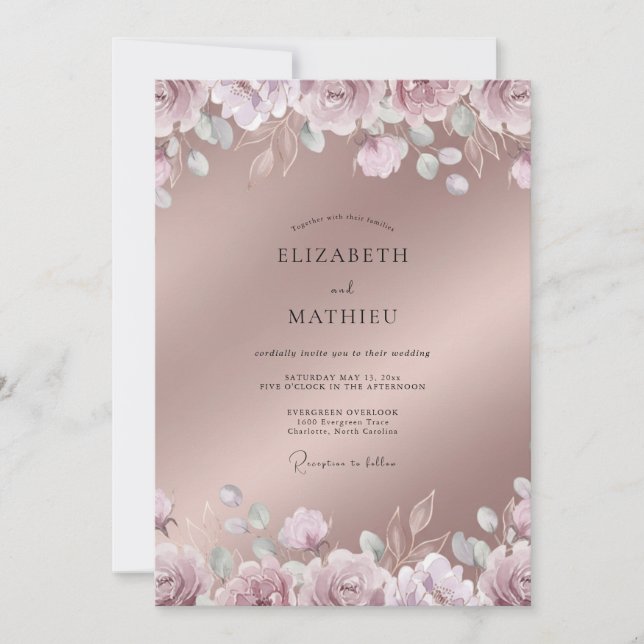Rose Gold Lustrous Spring Wedding Invitation (Front)