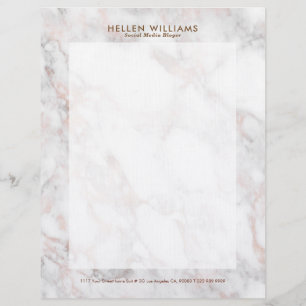 Rose-gold luxury faux marble stone custom letterhead