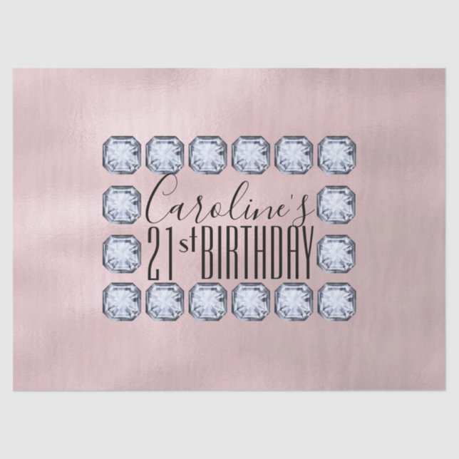 Rose Gold luxury Glass Texture Birthday Tissue Paper (Front)