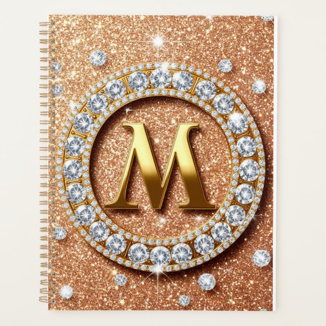 ✨ Rose Gold M Monogram Planner Chic Gift Design 💖 (Front)