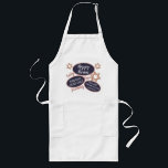 Rose Gold Magen David Funny Yummy Happy Purim Long Apron<br><div class="desc">Personalise this funny yummy Happy Purim apron with your name as Head Chef and look fabulous while preparing the feast. Three faux rose gold glitter Magen David symbols are scattered among three badge style ovals in deep navy blue edged in dusky mauve and three script words in matching rosy pink...</div>