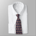 Rose Gold Magen David Symbol Purim Style Pattern Tie<br><div class="desc">This festive faux rose gold glitter Magen David symbol pattern tie has the style for everyday while being fun enough for a Purim costume. The pattern of rose gold Star of David symbols on an elegant navy blue background [Eclipse blue] makes this unique neck tie a perfect addition to your...</div>