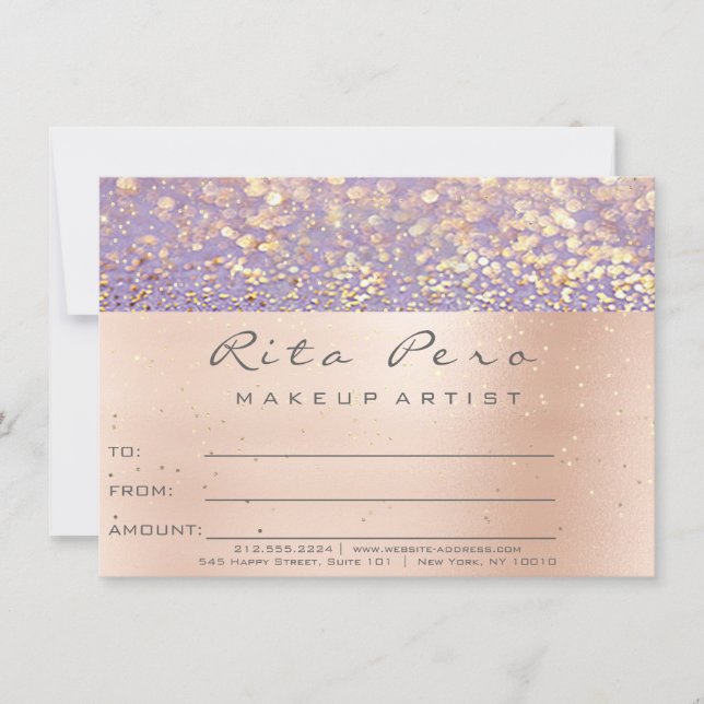 Rose Gold  Makeup Artist Certificate Gift Purple (Front)