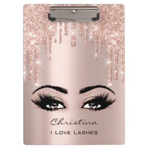Rose Gold Makeup Artist Drips Eyelashes Clipboard