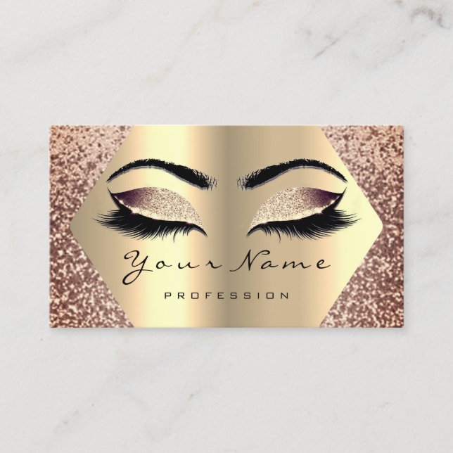 Rose Gold Makeup Artist Eyelash Blog Influencer Business Card (Front)