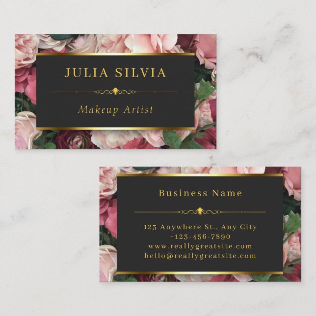 Rose Gold Makeup Artist Hair Salon Business Card (Front/Back)