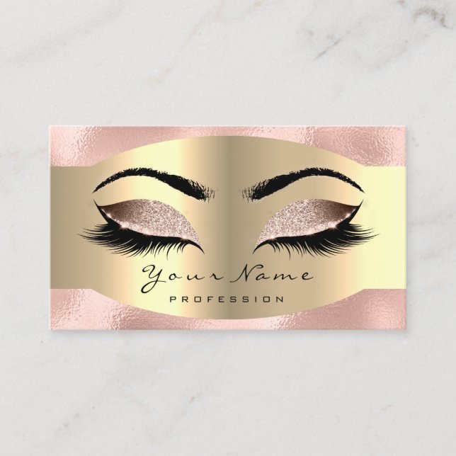 Rose Gold Makeup Artist Lashes Extension Metallic Appointment Card (Front)