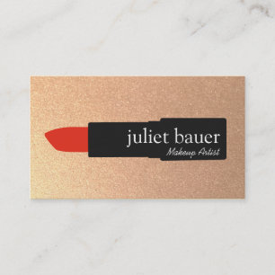 Rose Gold Makeup Artist Lipstick Logo Beauty Business Card