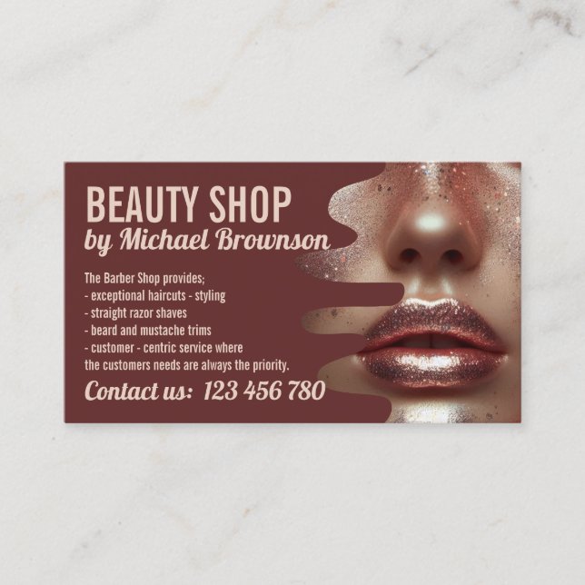 Rose Gold Makeup Beauty Salon Stylist Business Card (Front)