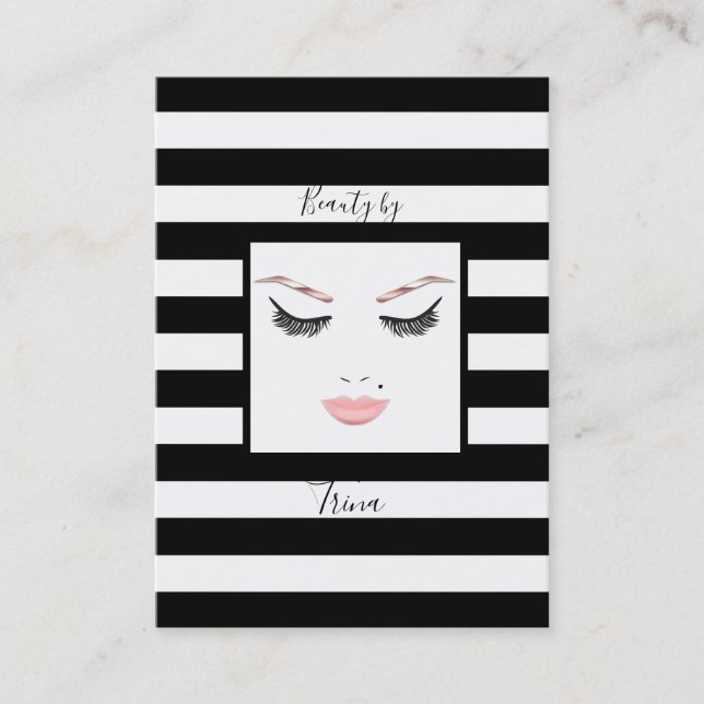 Rose Gold Makeup Face Eyebrows Lips Glam Beauty Business Card (Front)