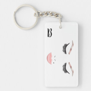 Rose Gold Makeup Face Eyebrows Lips Glam Beauty Key Ring
