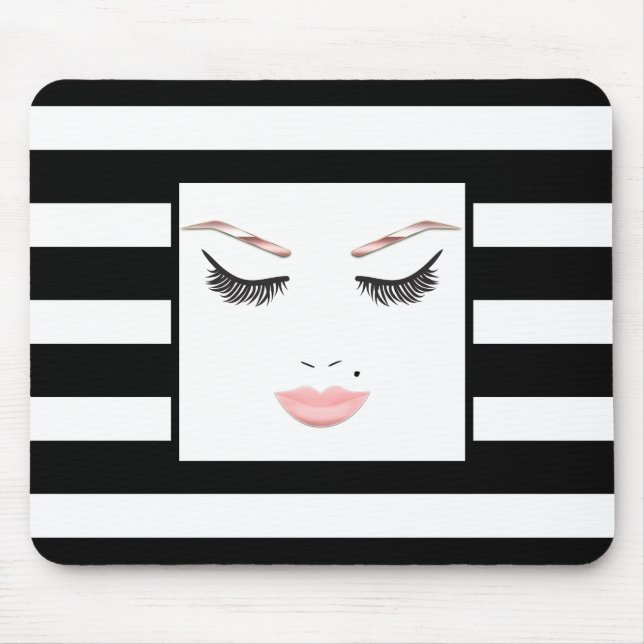 Rose Gold Makeup Face Eyebrows Lips Glam Beauty Mouse Mat (Front)