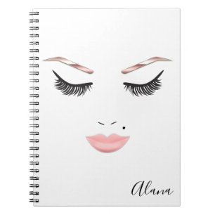 Rose Gold Makeup Face Eyebrows Lips Glam Beauty Notebook