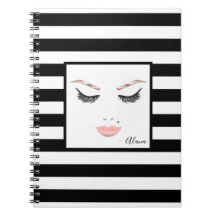 Rose Gold Makeup Face Eyebrows Lips Glam Beauty Notebook