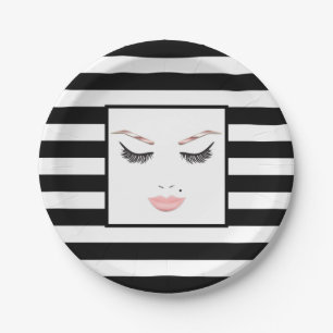 Rose Gold Makeup Face Eyebrows Lips Glam Beauty Paper Plate