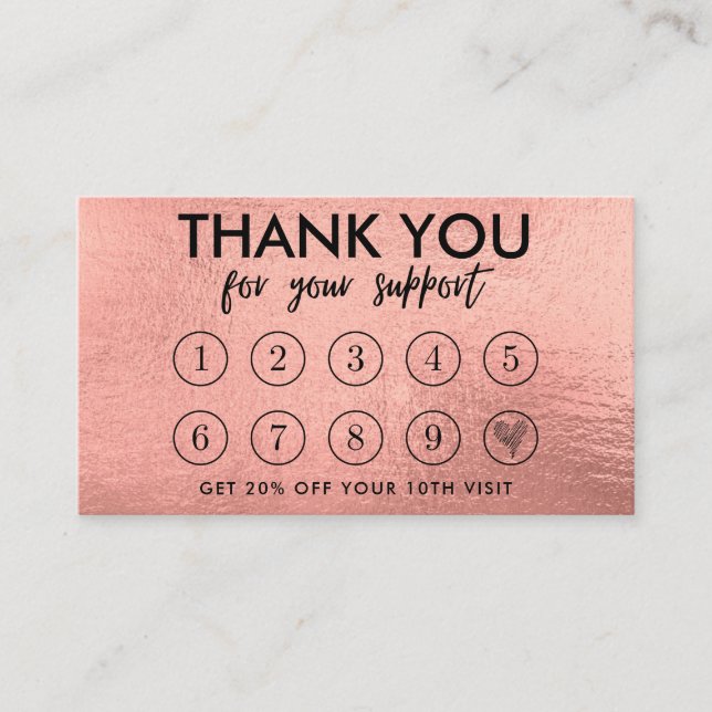 Rose Gold Makeup Hair Logo Loyalty Card (Front)