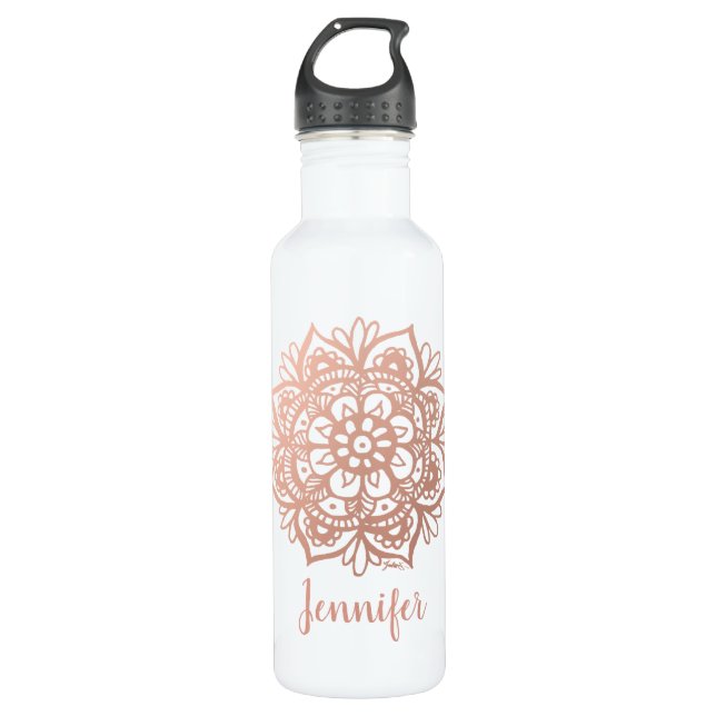 Rose Gold Mandala Custom Name 710 Ml Water Bottle (Front)