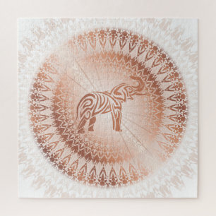 Rose Gold Mandala Elephant Jigsaw Puzzle