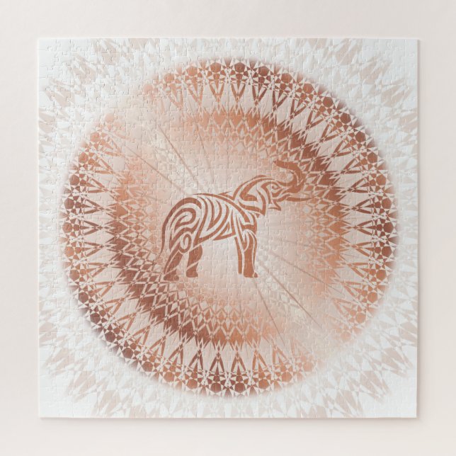 Rose Gold Mandala Elephant Jigsaw Puzzle (Vertical)
