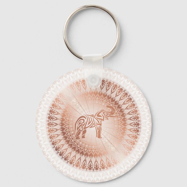Rose Gold Mandala Elephant Key Ring (Front)