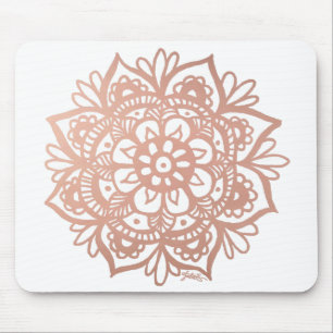 Rose Gold Mandala Flower Pink Mousepad