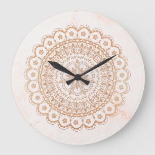 Rose gold mandala large clock