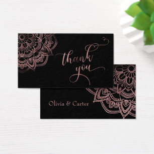 Rose Gold Mandala over Black Thank You Favor Tag