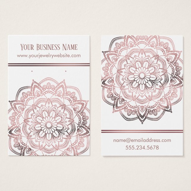 Rose Gold Mandala over White Earring Display Cards (Front & Back)