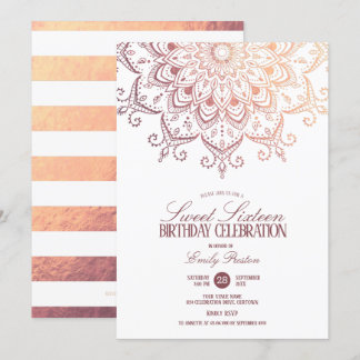 Rose Gold Mandala Sweet 16 Party Invitation