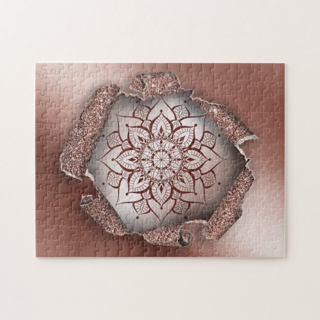 Rose Gold Mandala  yoga zen Jigsaw Puzzle (Horizontal)
