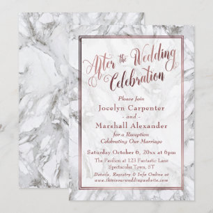 Rose Gold Marble After the Wedding Celebration Invitation