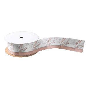 Rose gold marble and foil satin ribbon
