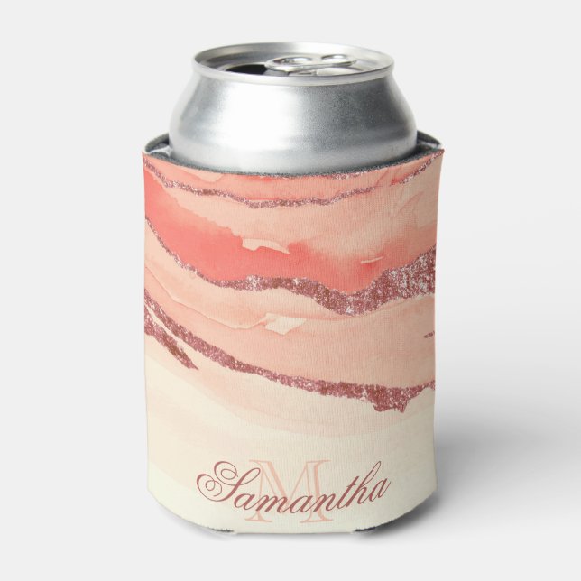 Rose Gold Marble and Glitter Can Cooler (Can Front)