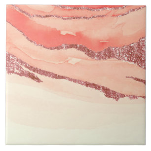 Rose Gold Marble and Glitter Tile