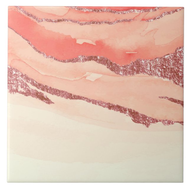 Rose Gold Marble and Glitter Tile (Front)