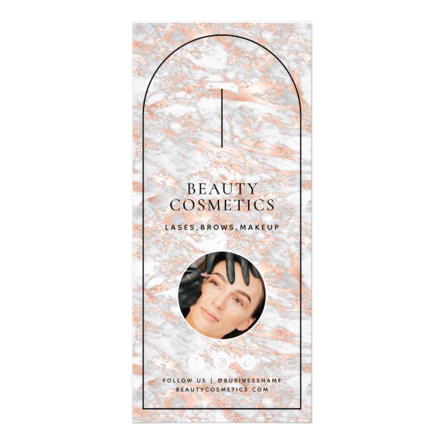 Rose Gold Marble Arch Beauty Business Price List  Rack Card (Front)