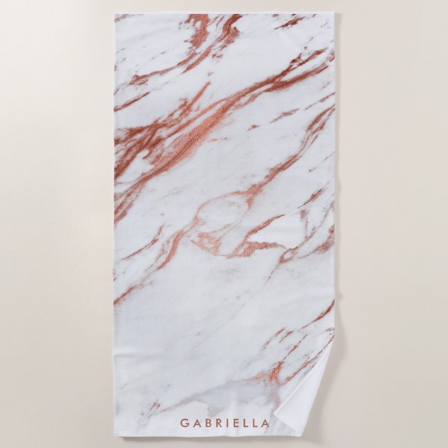 Rose Gold Marble Beach Towel (Front)