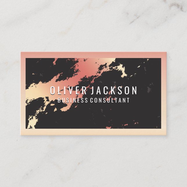 Rose Gold Marble | Border Business Card (Front)