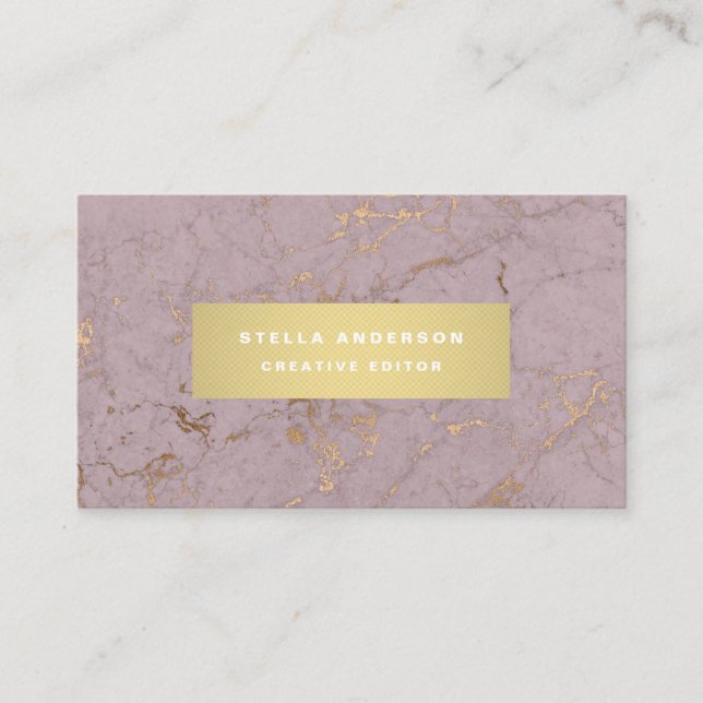 Rose Gold Marble Business Card (Front)