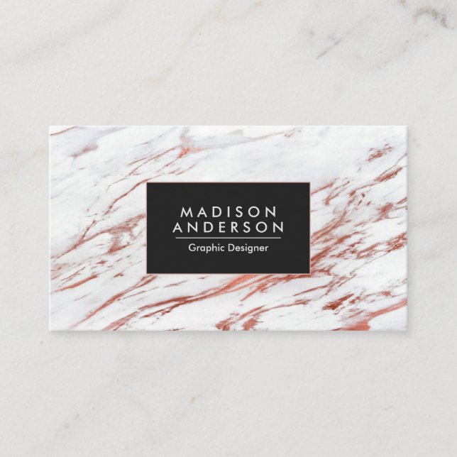 Rose Gold Marble Business Card (Front)