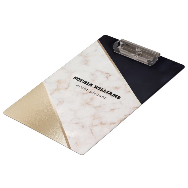 Rose Gold Marble Champagne Texture Clipboard (Angled)