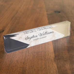 Rose Gold Marble Champagne Texture Nameplate