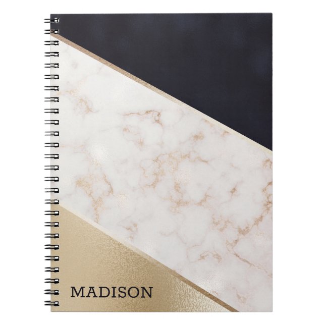 Rose Gold Marble Champagne Texture Notebook (Front)
