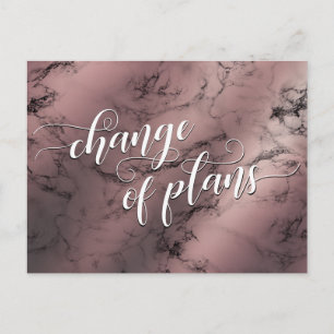 Rose Gold Marble Change of Plans Postponed Wedding Postcard