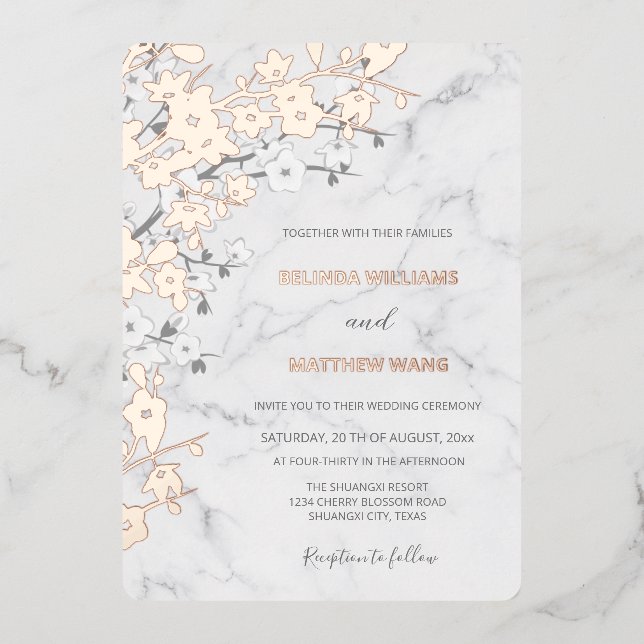 Rose Gold Marble | Cherry Blossom Wedding (Front)