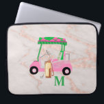 Rose Gold Marble Chic Golf Gal   Laptop Sleeve<br><div class="desc">A charming unique golf cart -- pink and green -- tastefully done -- ready to run the course --on this chic laptop sleeve. --This is a great gift for all golf lovers -- fun / attractive / unique. Personalize it with your/her initials/monogram. If you have any design questions or a...</div>